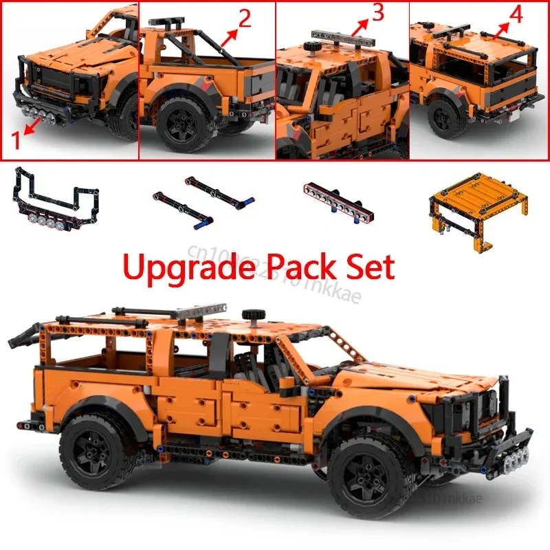 F-150 Raptor Auto Trailer Technische Trekhaak Kraan Platform Hardtop Bumper Imperiaal Bouwstenen 42126 MOD Bricks Montageset