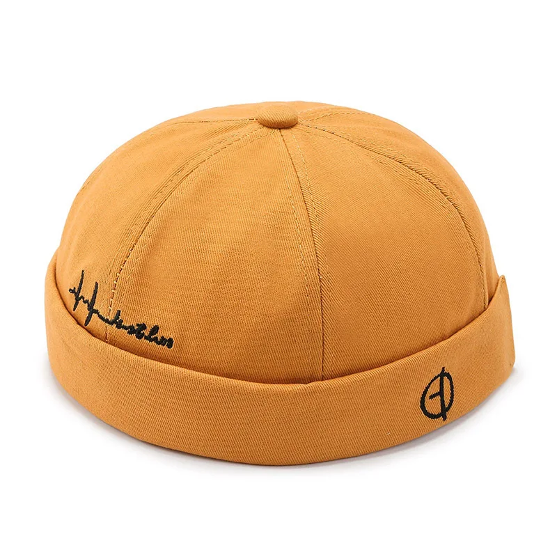 New Brimless Men Beanies Docker Hat Letter Embroidery Dome Hat Unisex adjustable Summer Hat Retro Women Men  Hip Hop Bonnet Hat