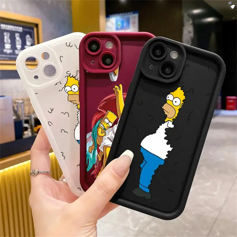 The Simpsons custodia antiurto Disney per Apple iPhone 11 14 Pro Max 15 Plus 12 13 custodia protettiva in Silicone Funda TPU per telefono