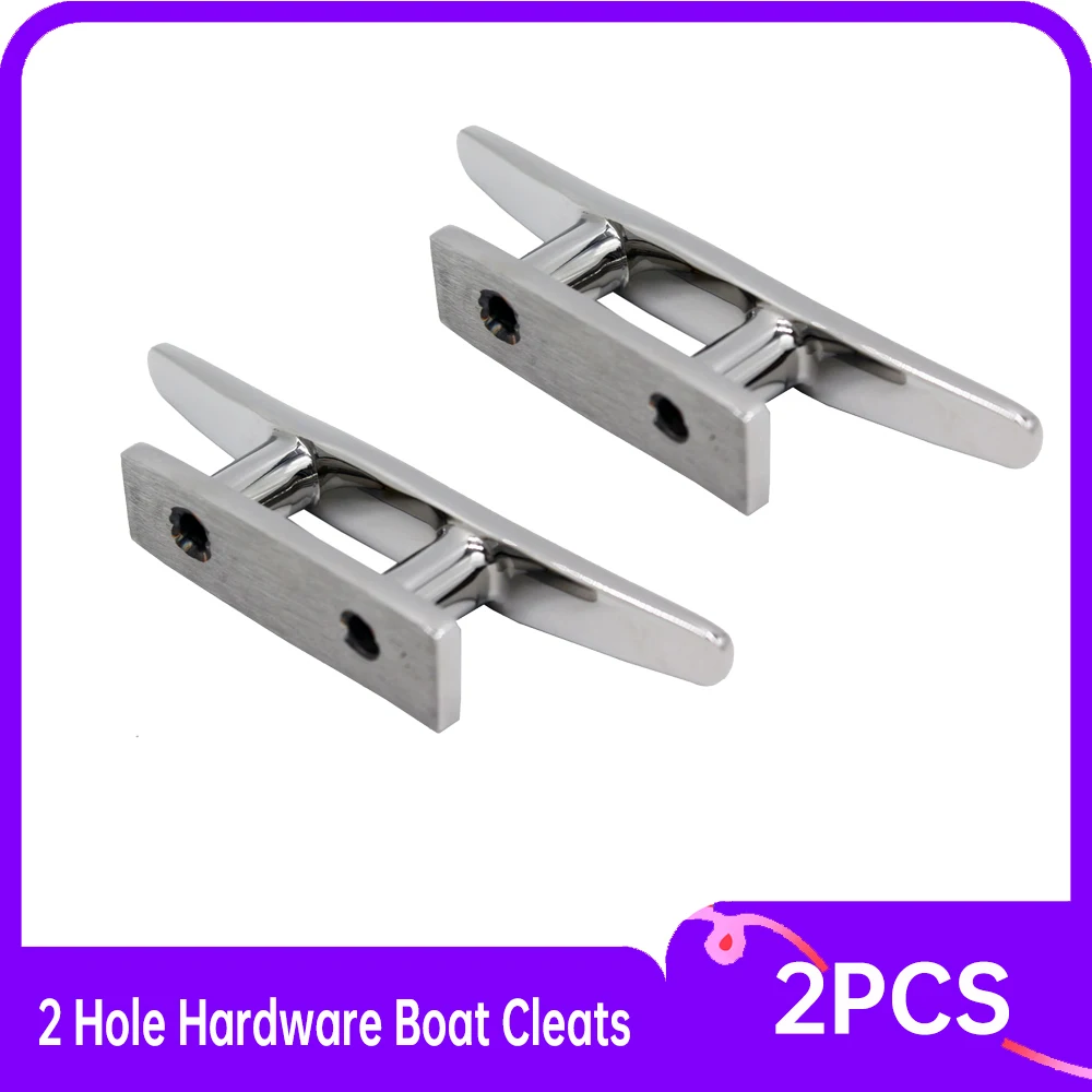 

2pcs 316 Stainless Steel 2 Hole Hardware Boat Cleats 5inch Polished Combo Mooring Cleat For Marine Boat yacht