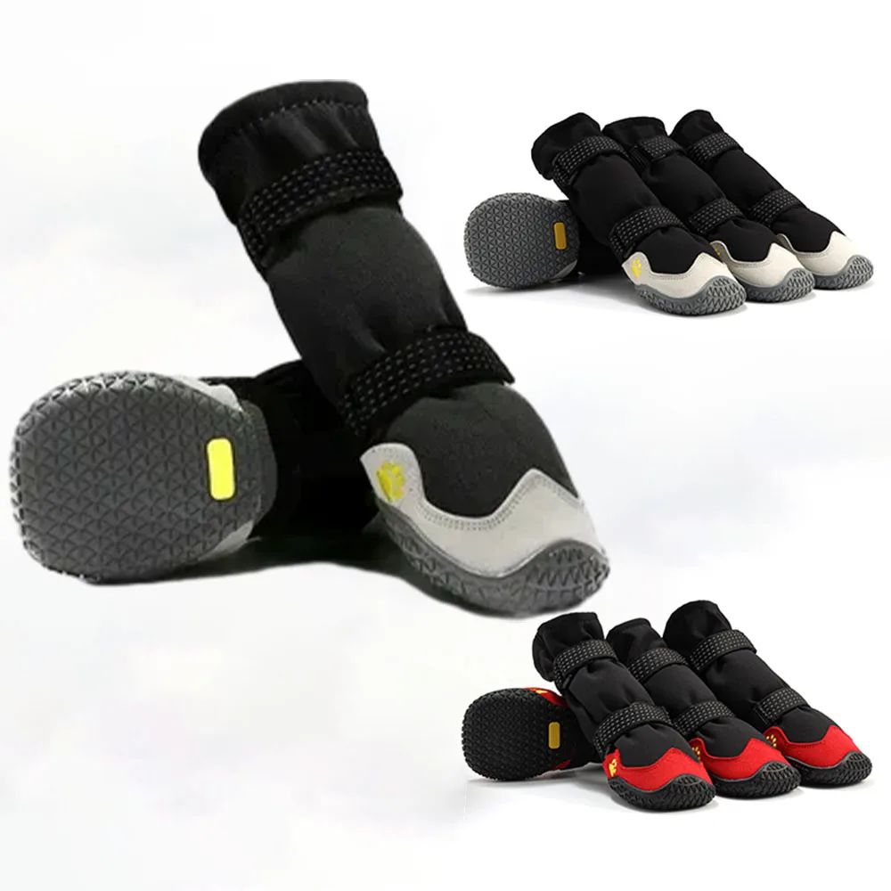 Waterproof Dog Boots Warm Snow 4pcs/Set Pet Dog Shoes Reflective Rain Pets Booties Anti-Slip Socks Footwear For Medium Large Dog
