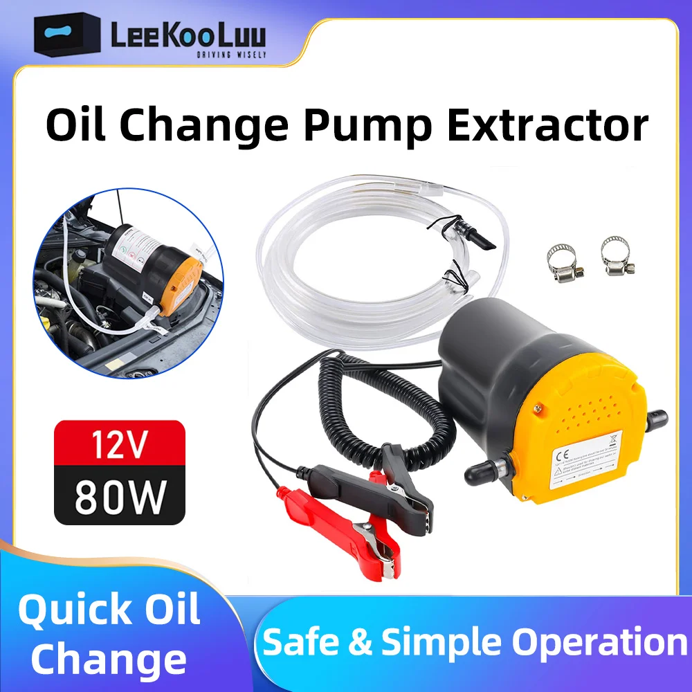 Oil Change Pump Extractor, 12V 80W Diesel Fluid Oil Quick Extract Transfer Pump Scavenge Suction Kit for Car,  Motorbike, Truck