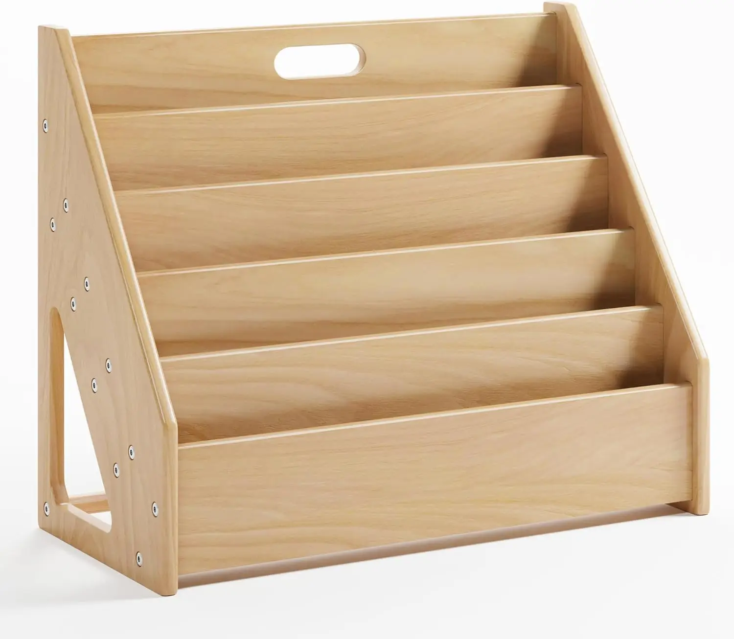 

5-Tier Montessori Bookshelf, Solid Wood Kids Book Display, Toddler Storage Rack for Playroom & Nursery