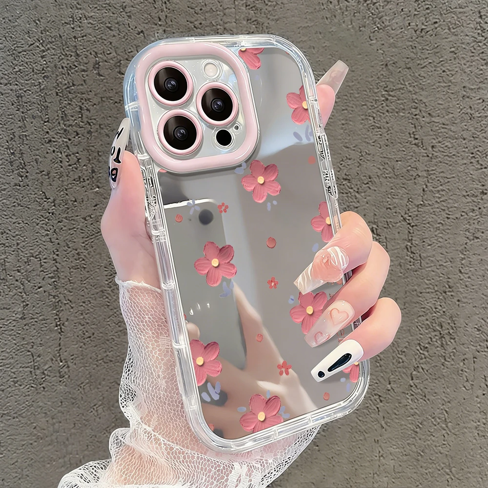 Ölgemälde Rosa Blumen Luftkissen Spiegel Handyhülle für iPhone 17 15 14 16 Pro Max 13 12 11 Pro X XR XS 7 8 Plus 17Air Cover – Detail 8