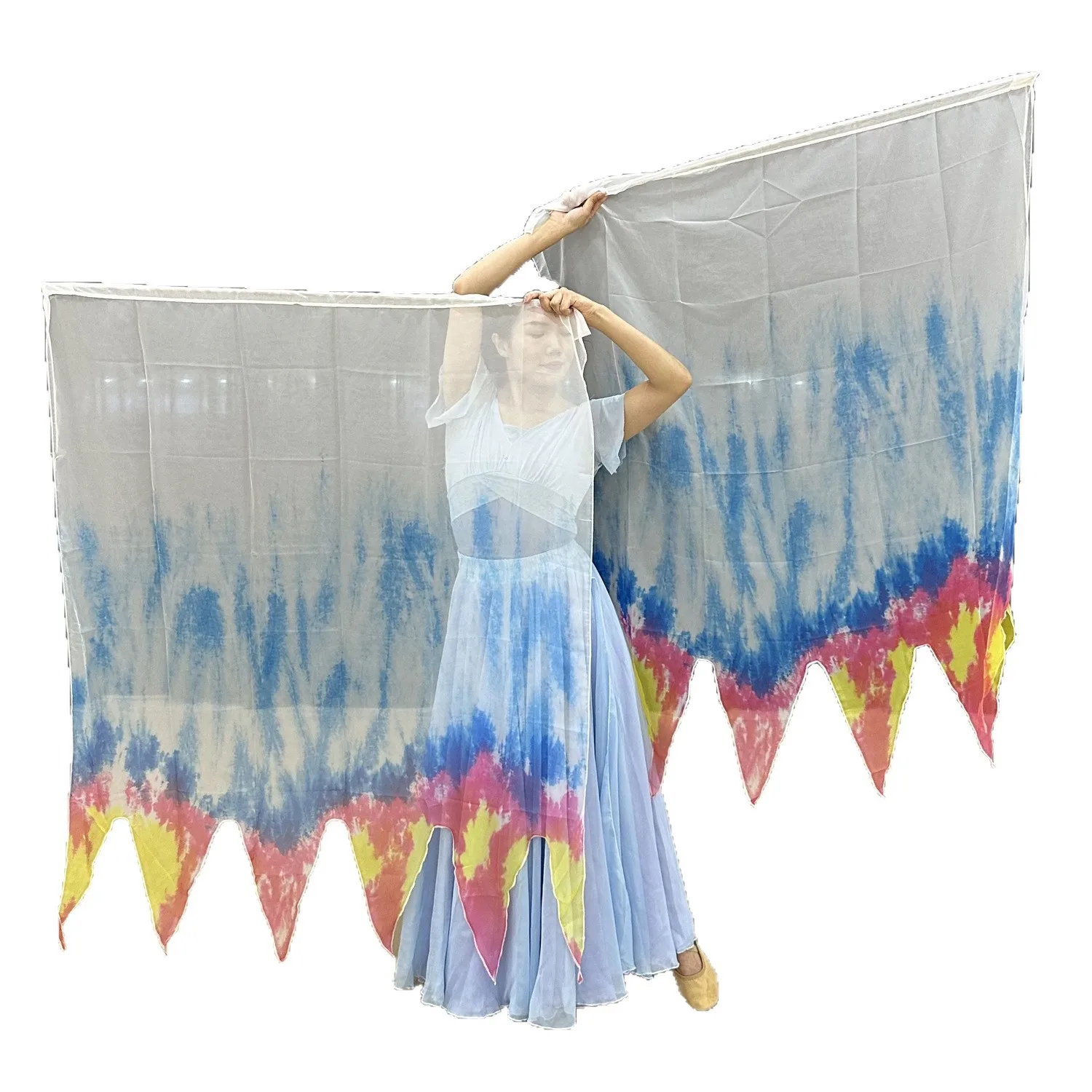 Worship and praise flag, five fingers, white and blue fire, stage performance, silk flag church, wedding decoration props, deli - view 4