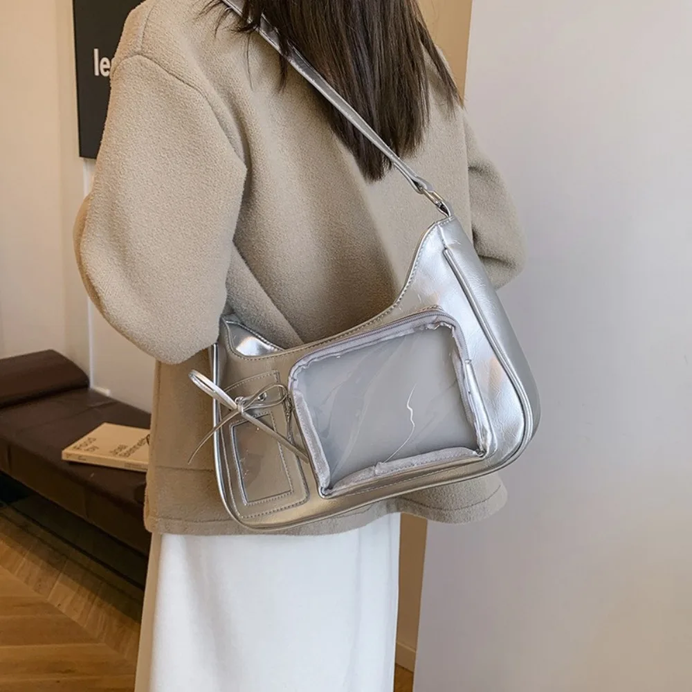 

Cute Harajuku Jk Shoulder Bag Lolita Big Capacity Transparent Ita Bag Leather College Style Crossbody Bag Women