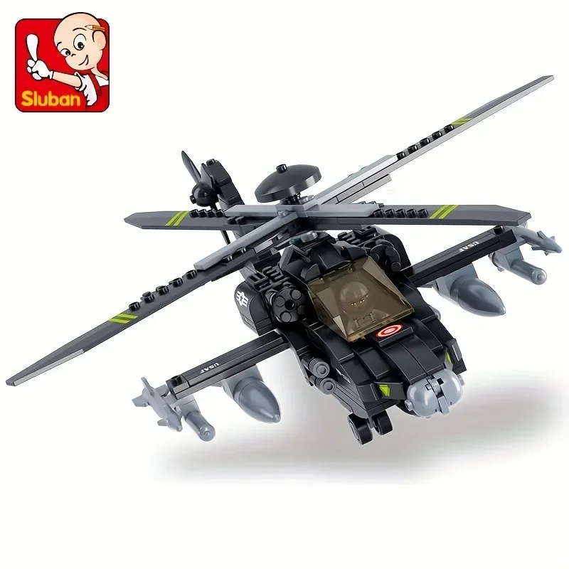 Armed Helicopter Assembled Building Block Toys, Fighter Model Assembled Building Blocks, Desktop Ornaments, Christmas Gifts