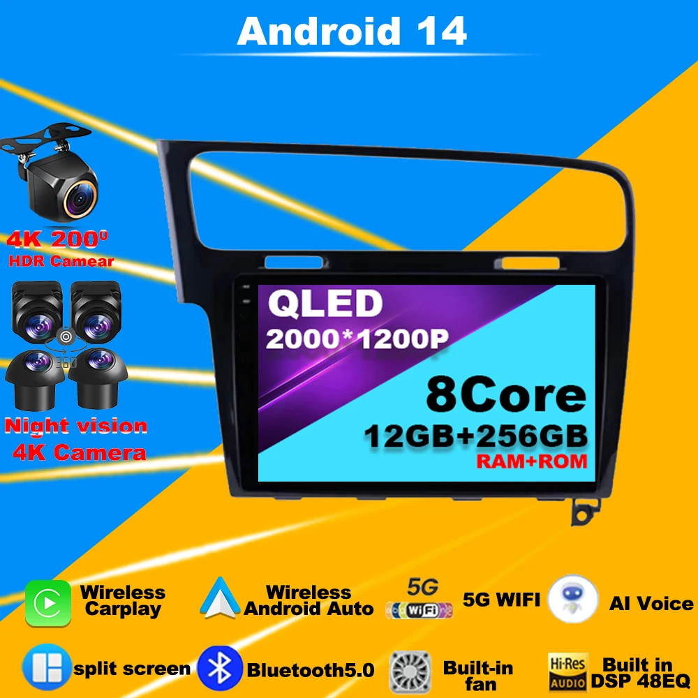 

Android 14 Carplay Car Radio For Volkswagen Golf 7 2012 - 2020 Navigation GPS Multimedia Player GPS AutoRadio stereo wifi BT