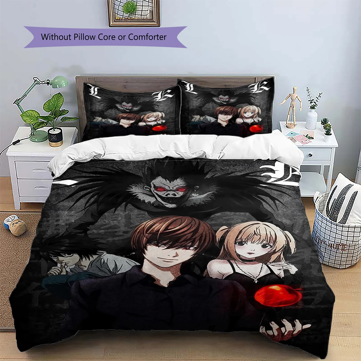 Death Note Nice Fan Gift Patterned Duvet Cover Set Daily Use Bedding Anime Bedroom Ornament -xia14