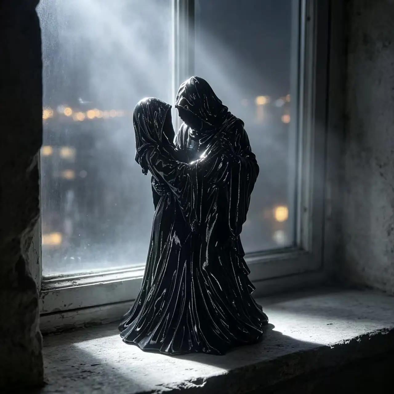 Generic 3d Printed Grim Reaper Hug Couple Statue Dark Style Resin Ornament Home Desktop Decor Festival Gift For Gothic Lovers