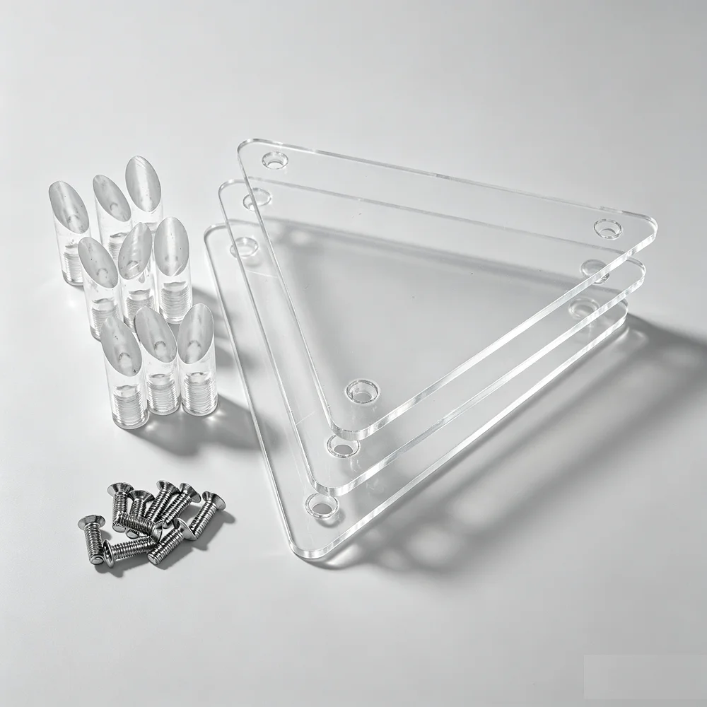 3pcs Acrylic Ball Display Stand Transparent Detachable Triangular Holder Organize Basketball Football Volleyball Rugby Balls