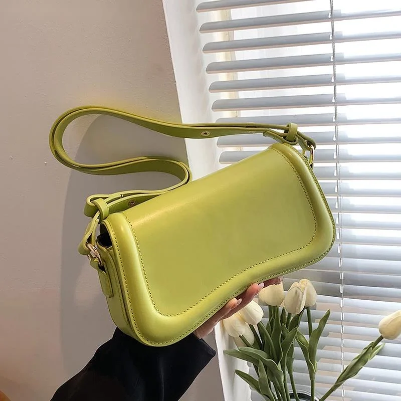 Flap Crossbody Bags For Women Pure Color PU Leather Armpit Shoulder Bag 2024 Latest Fashion Small Saddle Handbags Female