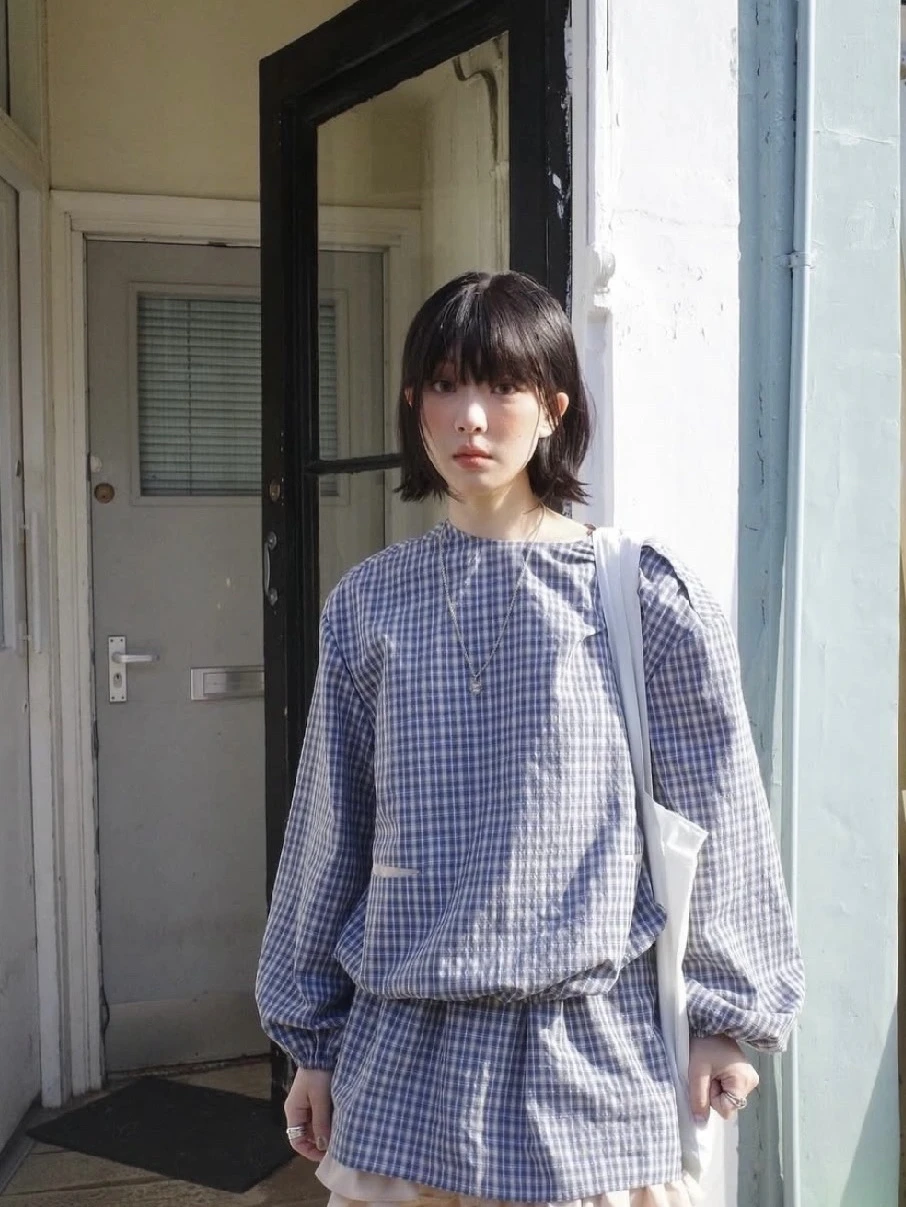 

Комплект PREON: юбка и топ с круглым вырезом, в клетку, с кружевными вставками, высокая талия, А-силуэт, хлопок, повседневный, для работы и отдыха