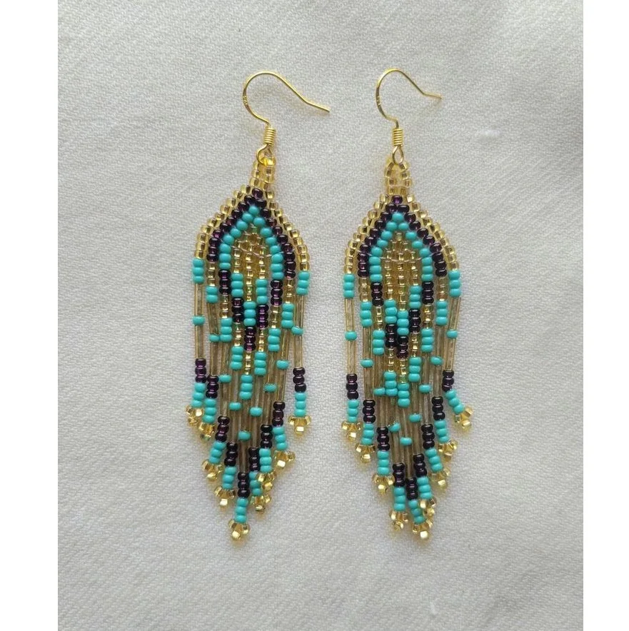 

Women's Hand-Woven Bohemia Tassel Beaded Earrings Colorful Geometry Simple Original Rice Bead Trendy Jewelry Accessory