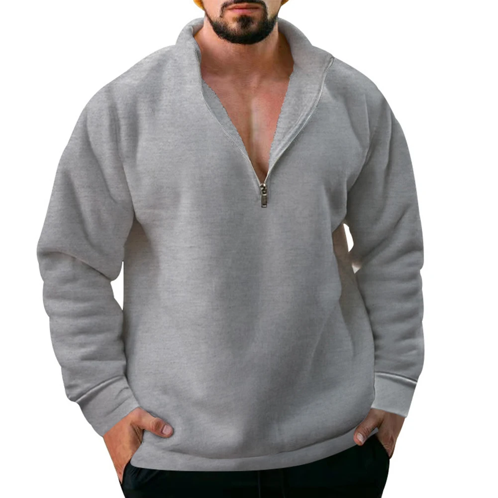 Comfy Fashion Mens Hoodie Mens Sweatshirt Pullover Regular Stand Neck Thermal Top Warm Autumn Winter Breathable