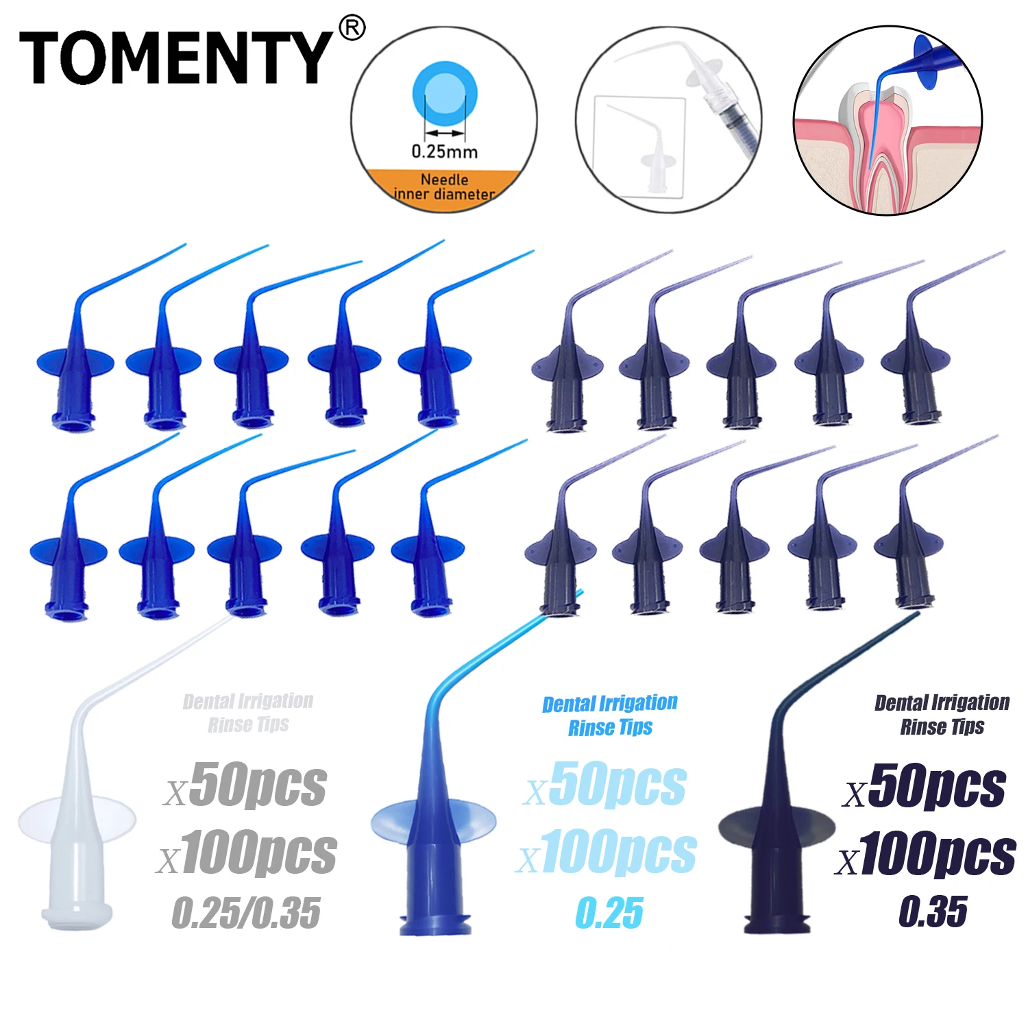50/100Pc TOMENTY Dental Syringe Disposable Delivery Tip Periodontal Irrigation Endodontic Needle Root Canal Applicator  Needles