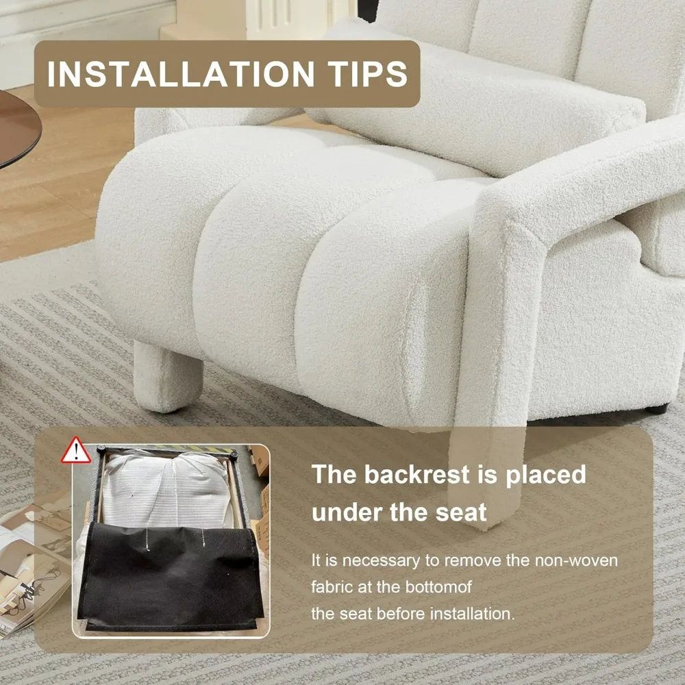 كرسي Lambswool Accent، كرسي شيربا منجد حديث، كرسي مريح بذراعين فردي مع وسادة لإنشاء الذرة المريحة #3