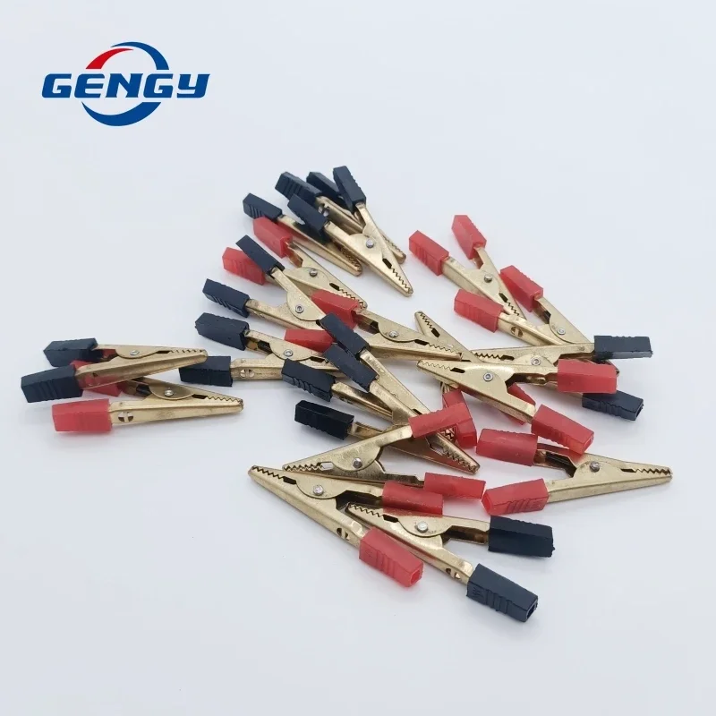 10 sztuk miedziany zacisk krokodylkowy 40mm 50mm plastikowy uchwyt sonda testowa zaciski krokodylkowe złącze podłącz gniazdo wtykowe nie JIT
