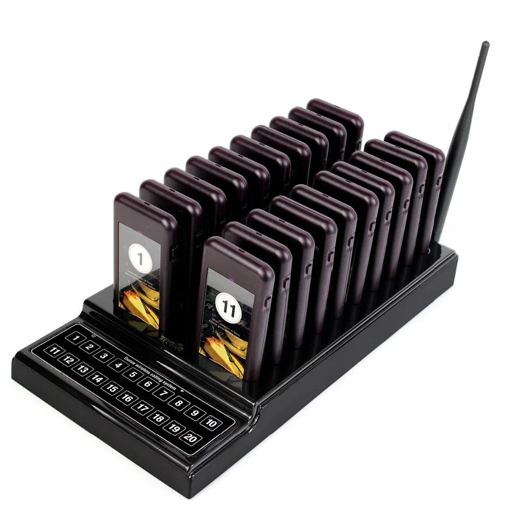 Special Price for Restaurant Fast Food Shop Wireless Queue Management  Waiter Calling Guest  Paging System with 20 Pager