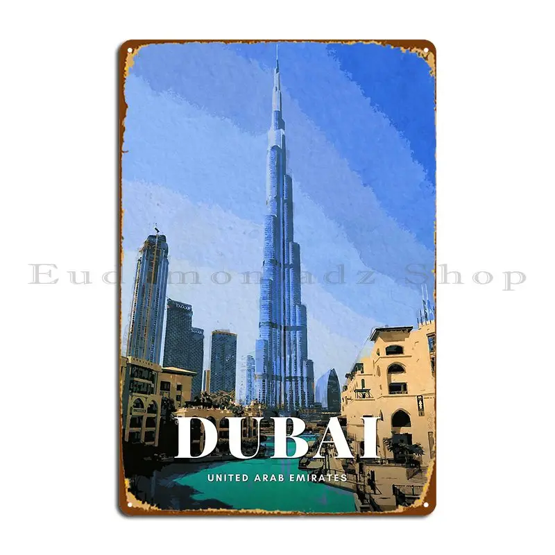 Burj Khalifa Dubai Mall Uae Metal Plaque Poster Wall Cave Cinema Kitchen Character Party Tin Sign Poster