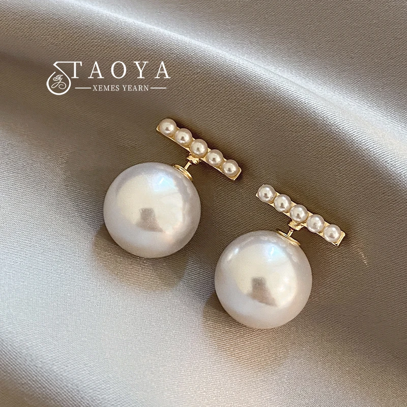 클래식 패션 인공 큰 진주 다시 매달려 귀걸이 2025 새로운 보석 파티 럭셔리 액세서리 여성 스터드 귀걸이