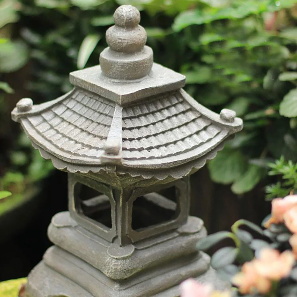 Japanese Style Courtyard Decoration Resin Solar Lamp Palace Lanterns Zen Landscape Lights Home Gardening Decoration