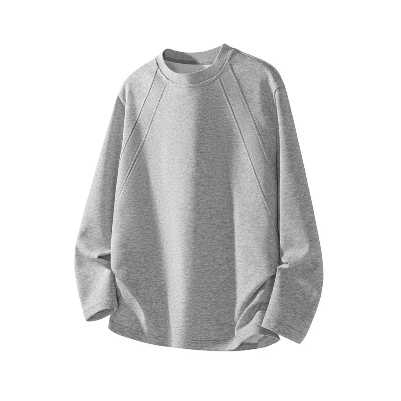 Men Fashion Raglan Seam Crew Neck Long Sleeve T Shirt Oversized Style Lightweight Fabric For Street Daily Dressing