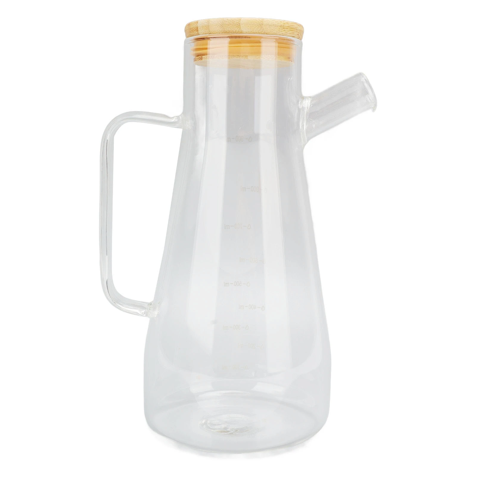 High Borosilicate Glass Oil Bottle Dustproof Clear Scale Glass Vinegar Dispenser with Ergonomic Handle for Kitchen