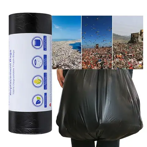 30Bags/Roll Durable Garbage Bag Points Off Small Medium Large Rubbish Bag Black Trash Can Bin Plastic Bags Bathroom Kitchen