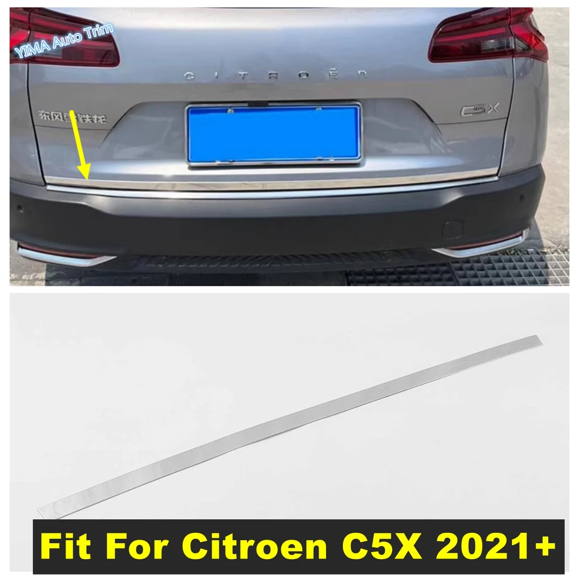 

Stainless Rear Door Trunk Tailgate Bottom Lid Stripes Cover Trim Exterior Refit For Citroen C5X 2021 2022 2023 2024 Accessories