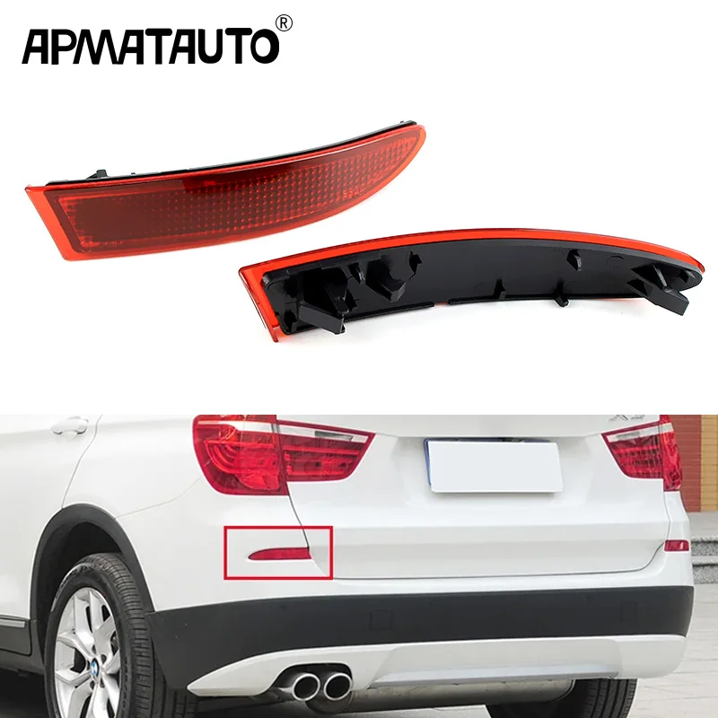 2Pcs 63147217315, 63147217316 For 2010-2017 BMW X3 F25 Pre-LCI Rear Bumper Reflector Smoke Lens Cover Left Right Car Accessories