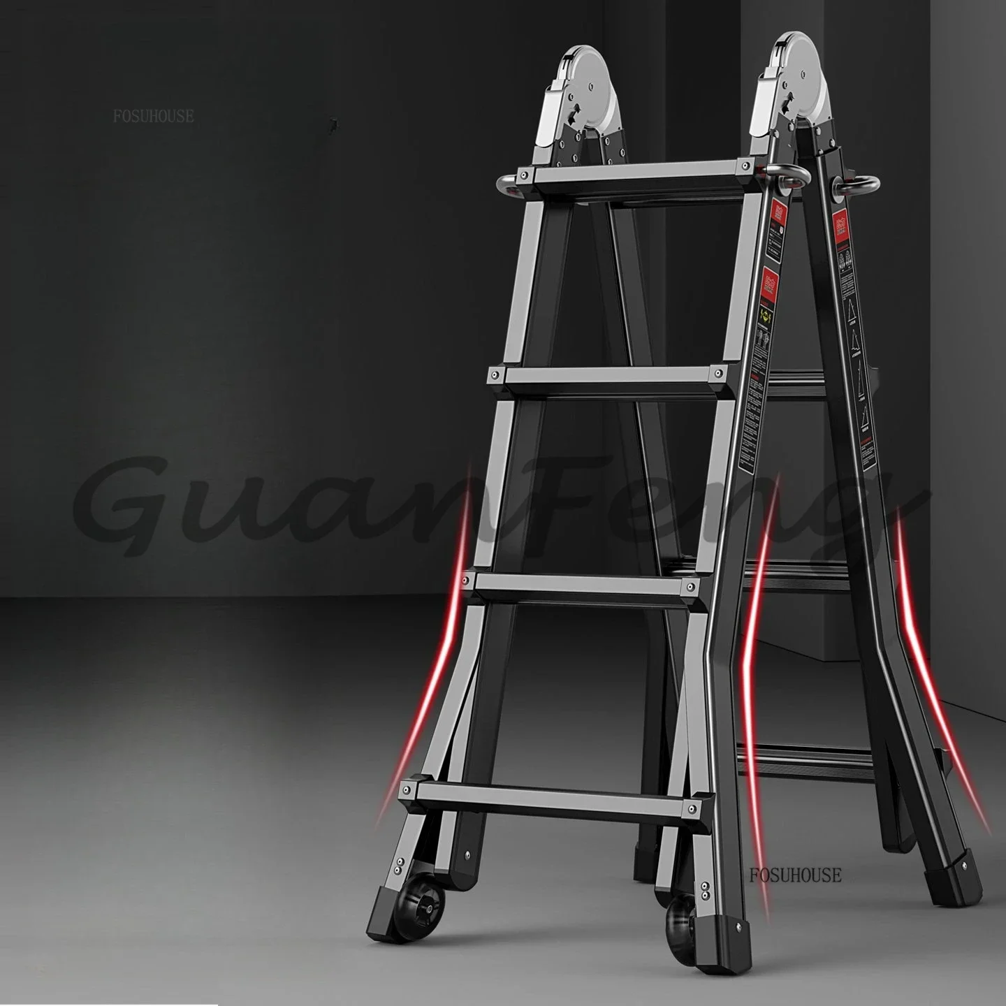 Nordic Alloy Thickened Telescopic Ladder Multifunctional Folding Herringbone Engineering Ladder