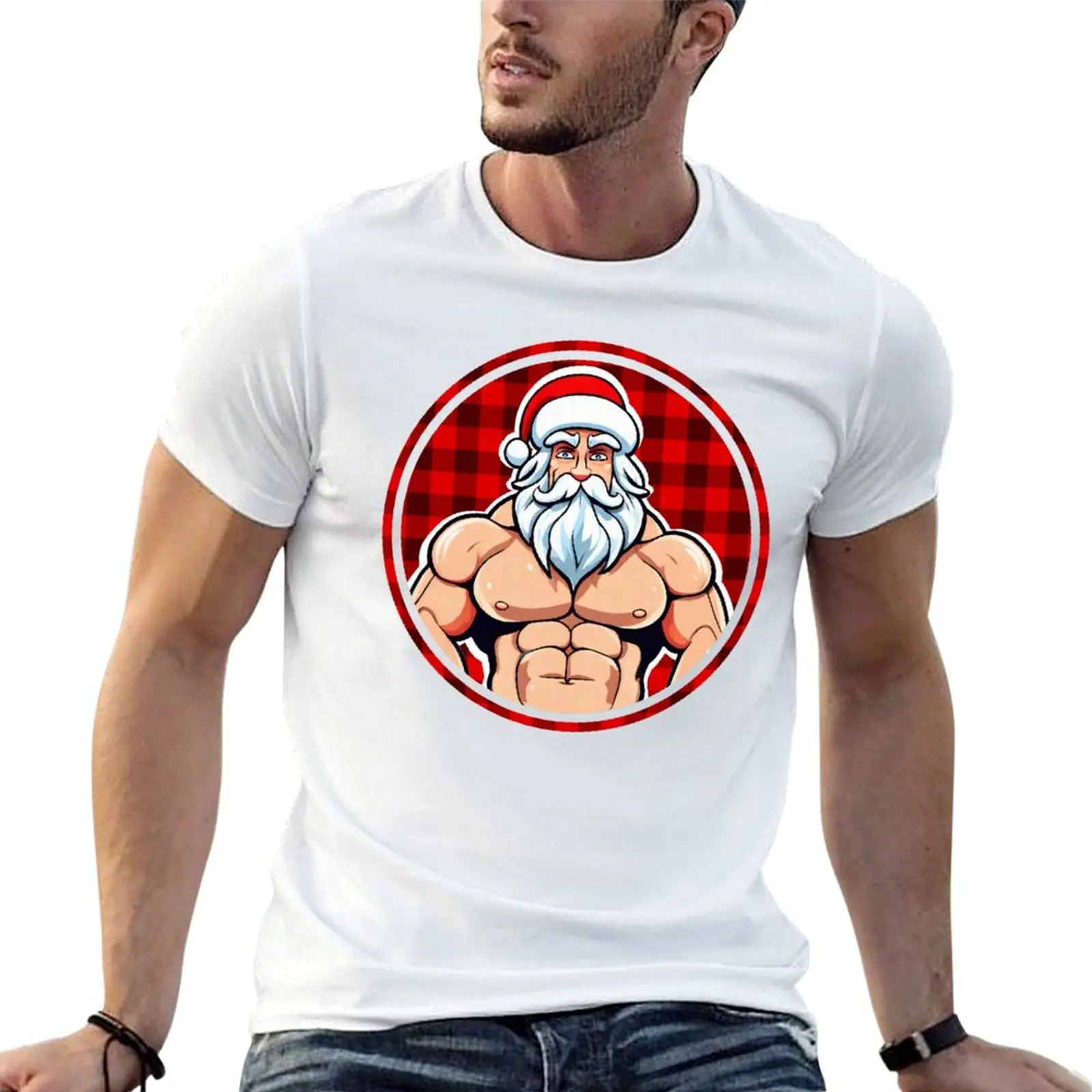 

Muscular Santa Claus T-Shirt cotton tshirt 100% men t shirt cotton 100% T-Shirt