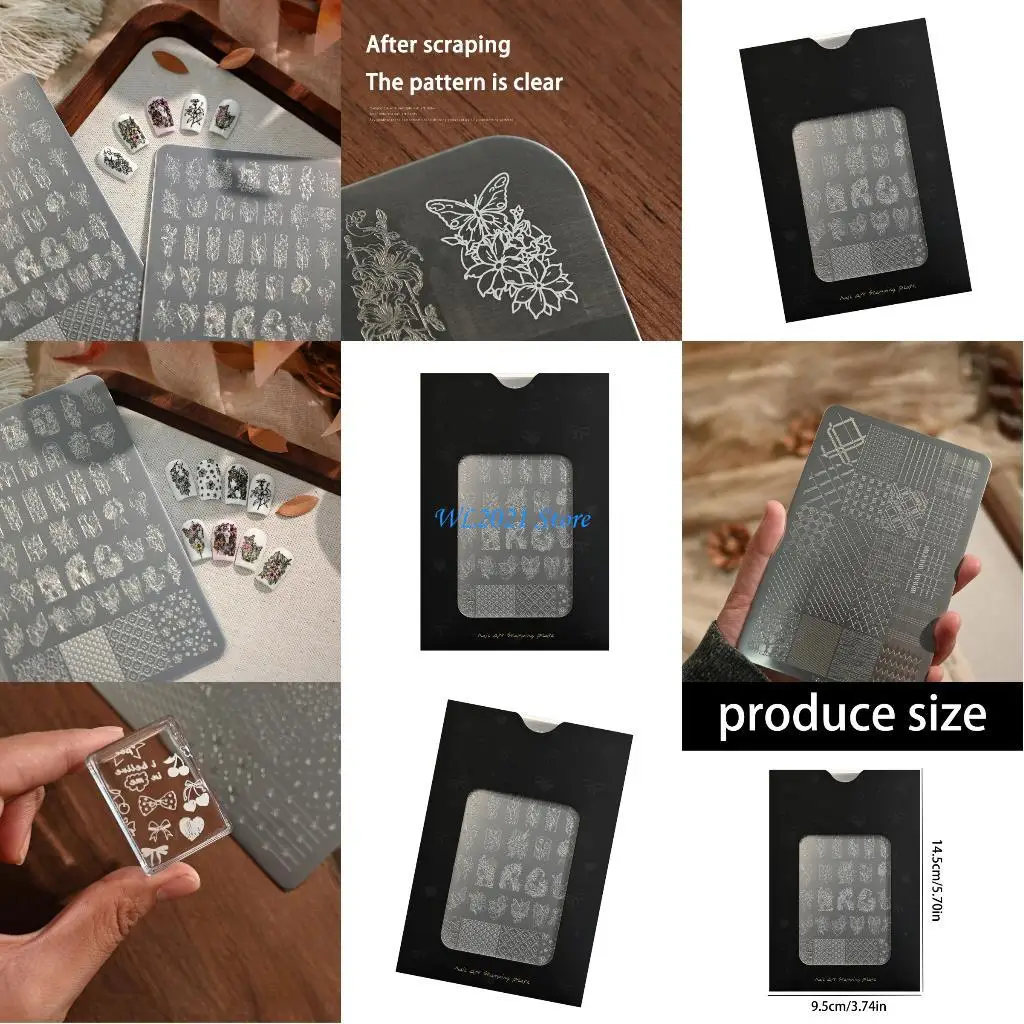 

G5GC Creative Stamping Plate Stainless Steel Manicure Template With Delicate Butterfly Floral Art For Nail Salon Decorations