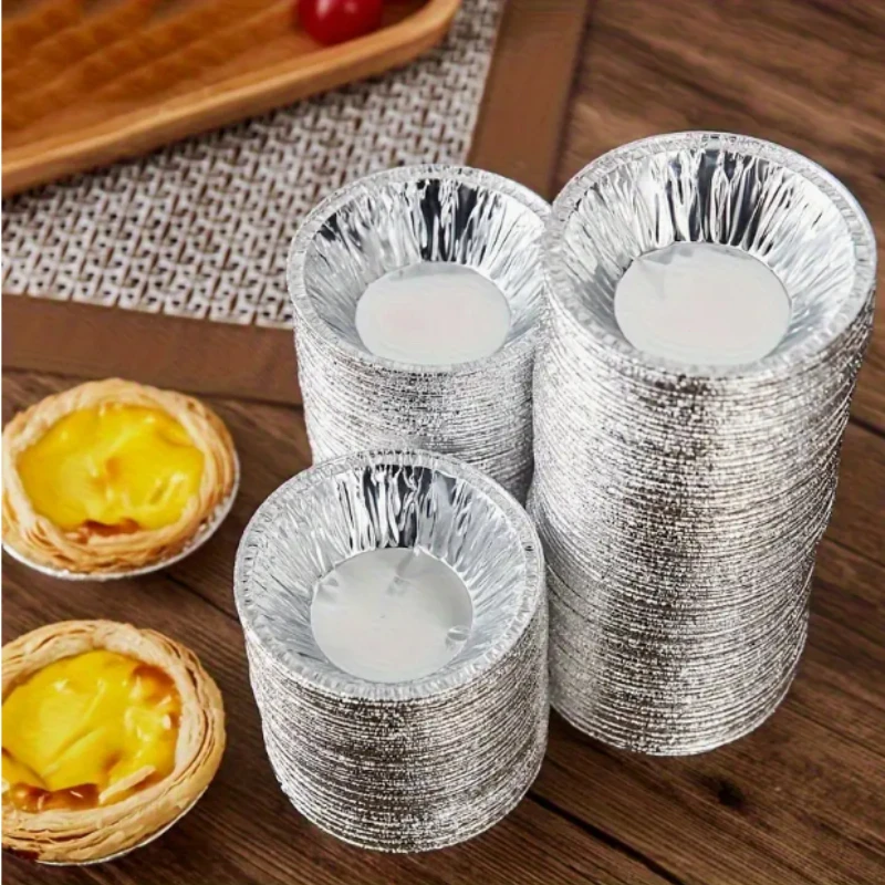 50/100/200 Stück Einweg-Eierkuchenformen aus Aluminiumfolie, Mini-Aluminiumfolienplatten, geeignet für Kuchen, Käse, Kuchen, Karamell, Pudding