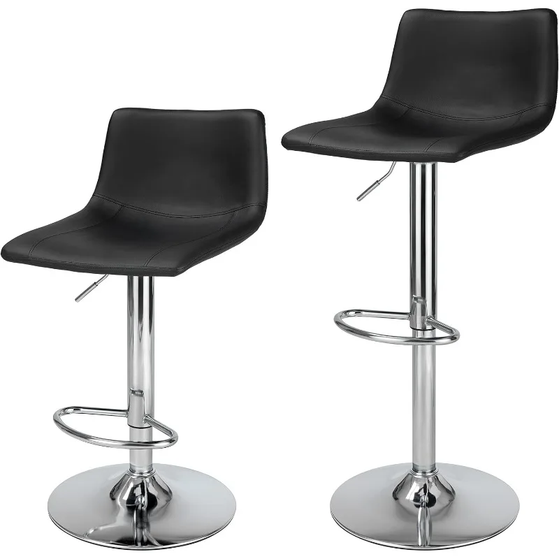 

Bar Stools Modern PU Leather, Bar Stools Set of 2 Counter Height, Swivel Barstools with Footrest and L Shape Back