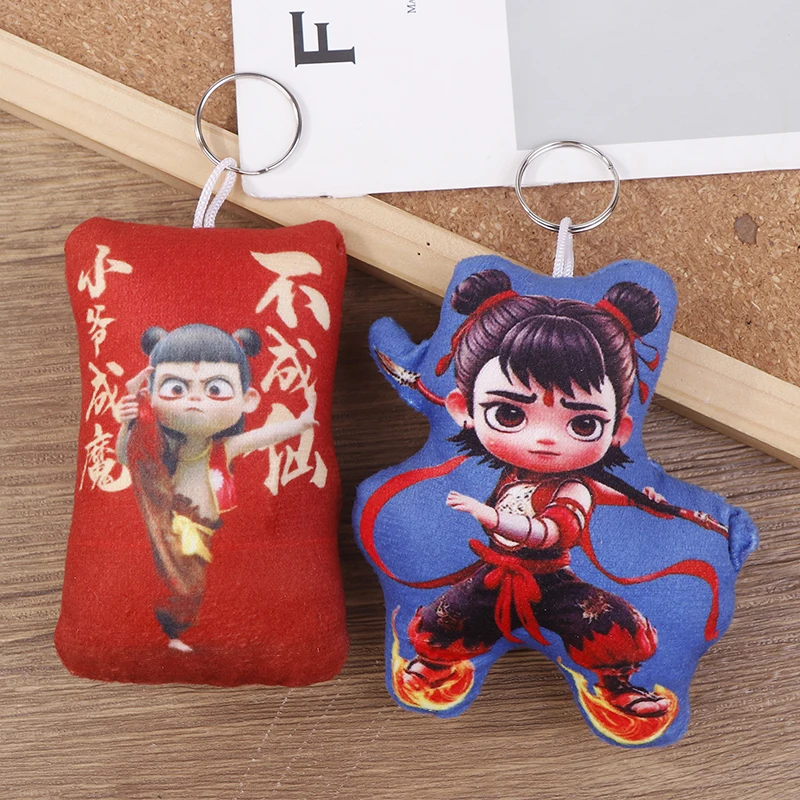 

Chinese Film NeZha2 Movies Peripheral Nezha Figure Plush Keychain Kawaii Schoolbag Pendent Keyring Kids Birthday Gifts