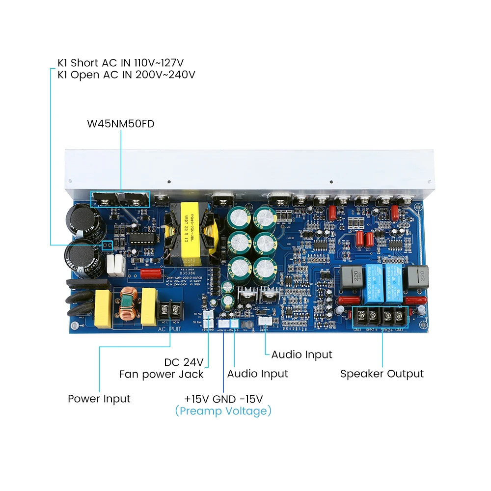 AIYIMA Digital Power Amplifier Audio Board 500Wx2 Stereo Sound Amplifier Speaker Amp With Switch Power Supply Home Theater DIY