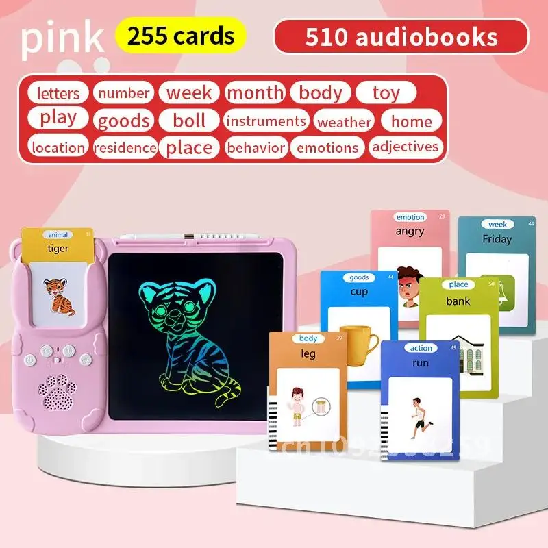 2 in 1 Talking Flash Cards Early Educational Toys Drawing Gift Machine Preschool Toys Writing Board LCD Learning Tablet