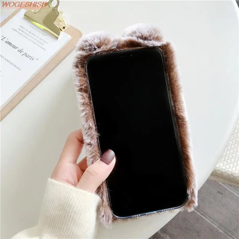 Soft Plush Case For Samsung Galaxy S22 S21 S20 Ultra FE S9 S8 Plus S7 S6 Edge S10 Lite Warm Winter Furry Rabbit Bunny Fur Cover