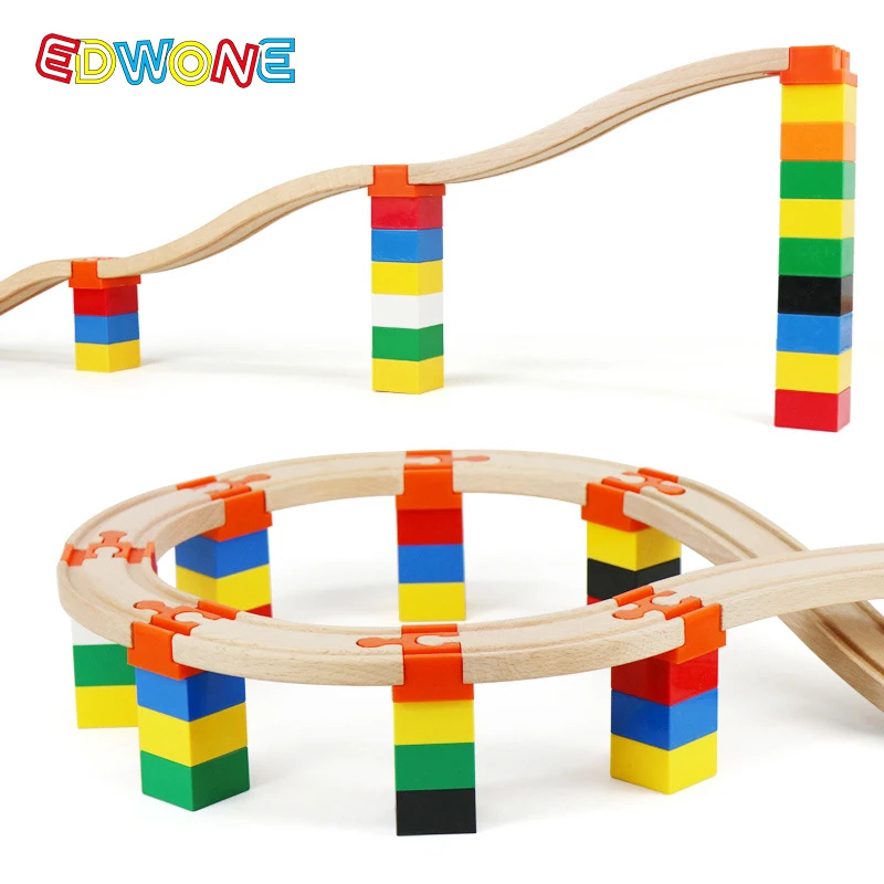 10/5pcs Wooden Train Track Accessories Plastic Building Blocks Adapter Wooden Track Connectors fit for Railway Tracks Toys