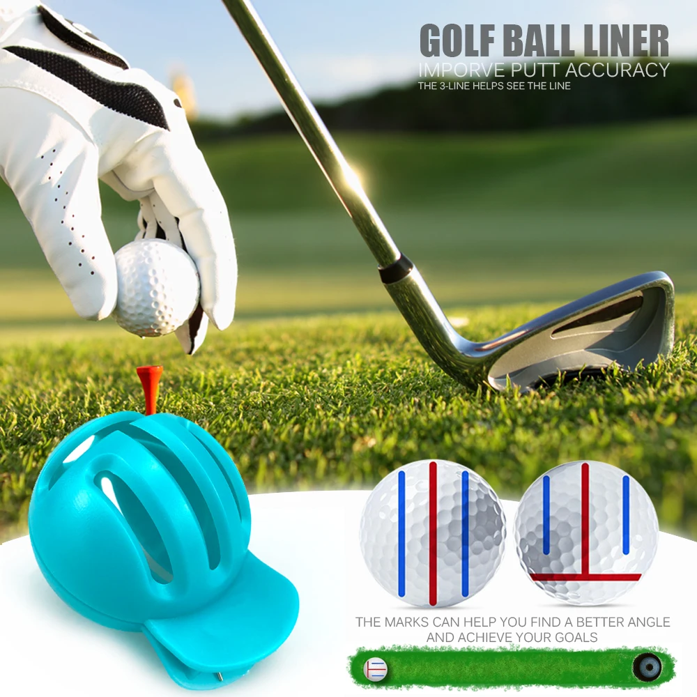 Üç çizgi klip Golf topu Liner Marker şablon işaretleyici kalem konumlandırma yardımları dış ortam aracı Golf spor aksesuarları koyarak