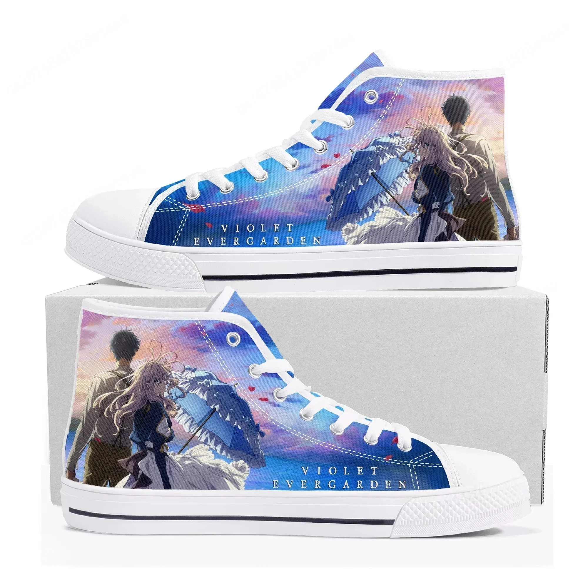 Violet Evergarden High Top Sneakers Mens Womens High Quality Canvas Sneaker Anime Comics Manga Couple Customized Shoes
