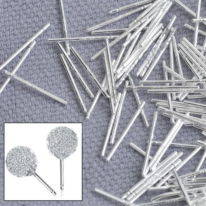 

1000PCS/Lot Solid 925 Silver Color Jewelry Accessories Ear Studs Suitable for Earring DIY Handmade Jewelry Findings