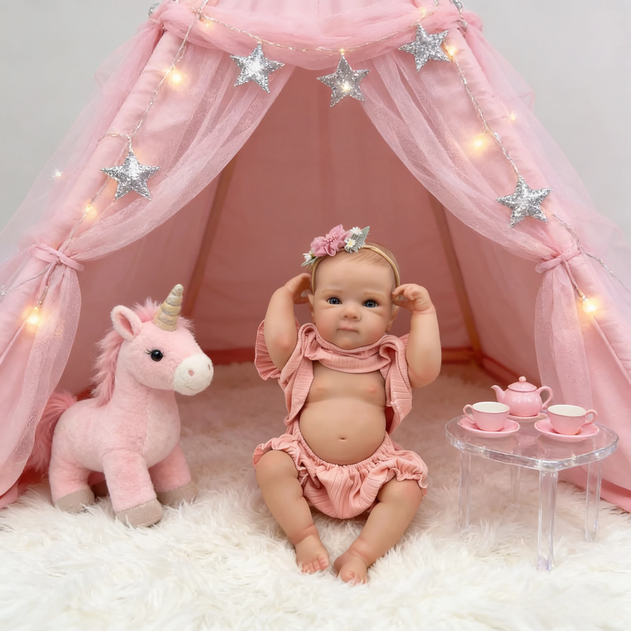 

18inch Lifelike Bettie Newborn Doll Full Vinyl Body Realistic 3D Skin Hand-Drawn Hair Multiple Layers Painting Collectible Gir