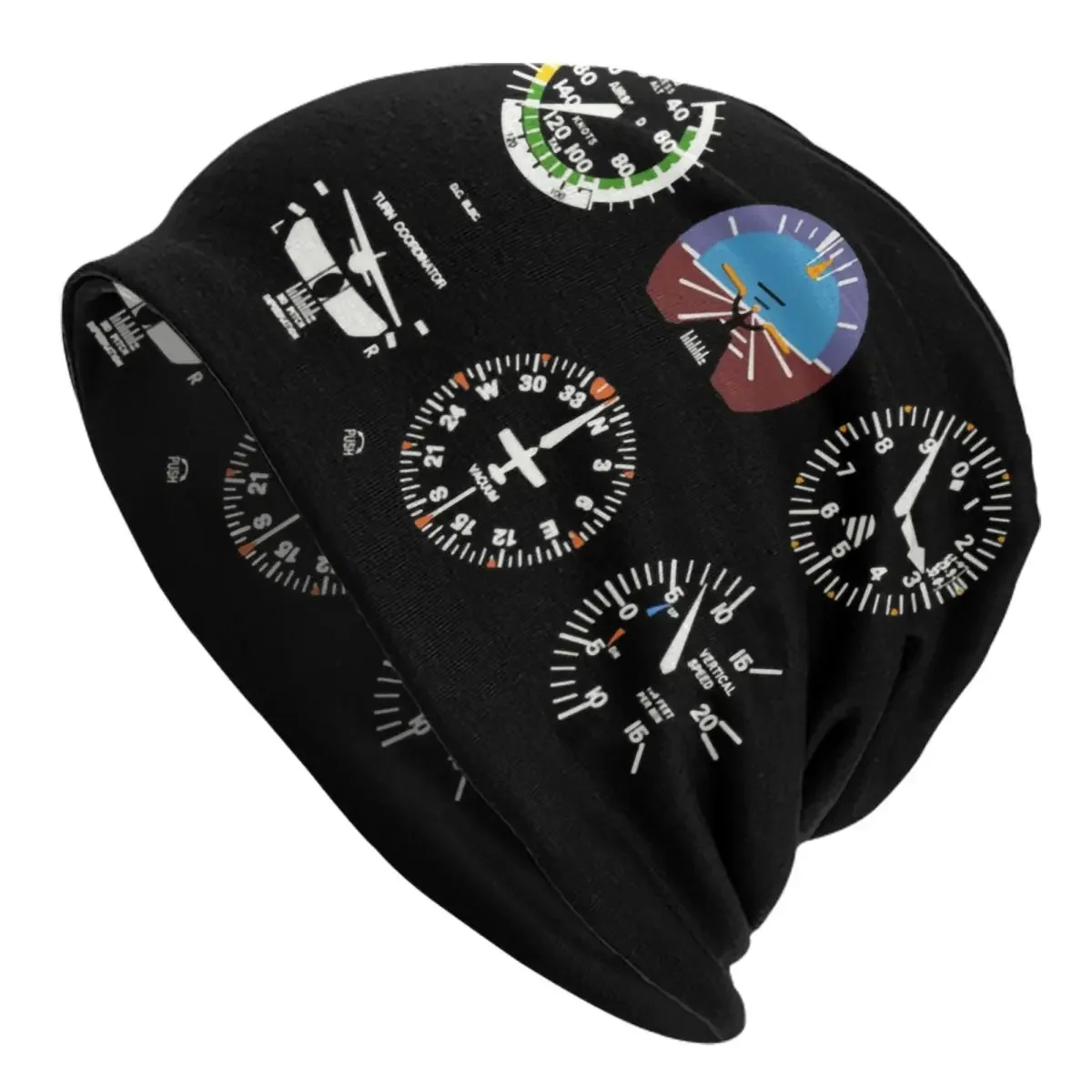 Cockpit Six Dials Flight Simulator Pilot Skullies Beanies Caps Winter Warm Knitting Hat Adult Airplane Aircraft Bonnet Hats