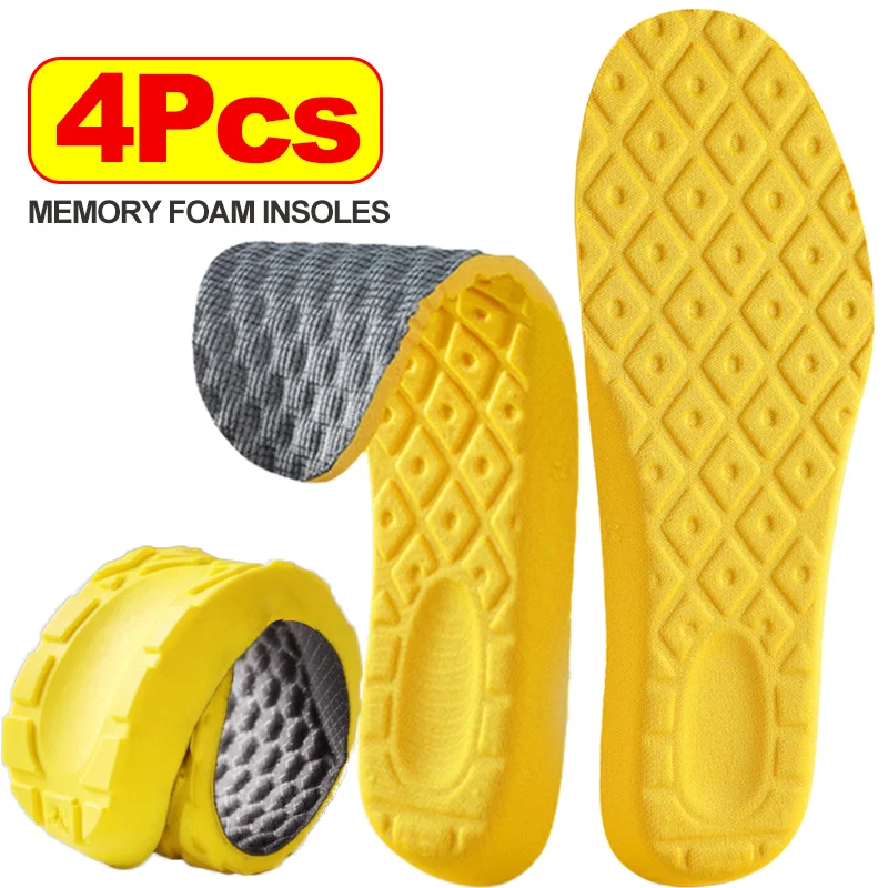 2/4pcs Memory Foam Insoles Sport Support Insert Shoe Pad Feet Care Breathable Mesh Insoles for Women Men Running Massage Insoles