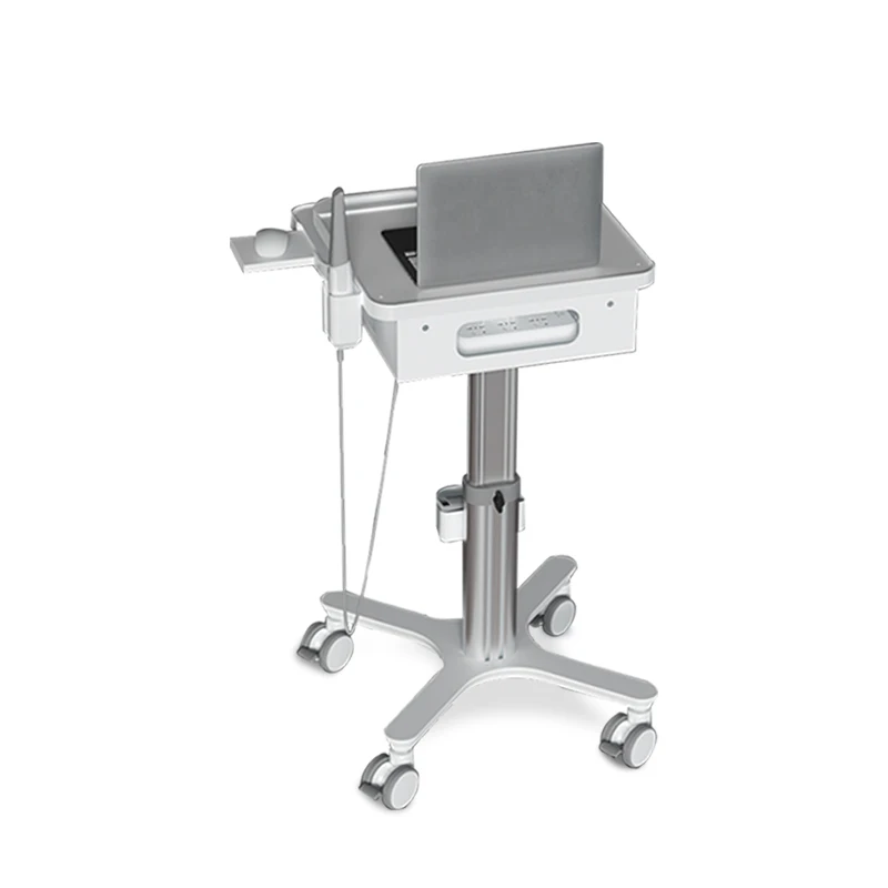 Dentallabor-Ausrüstung Medizinischer Trolley OC-3 Geräuscharme Räder Oralscanner-Halterungswagen/Monitor-Mobilwagen mit Bremse/Steckdose