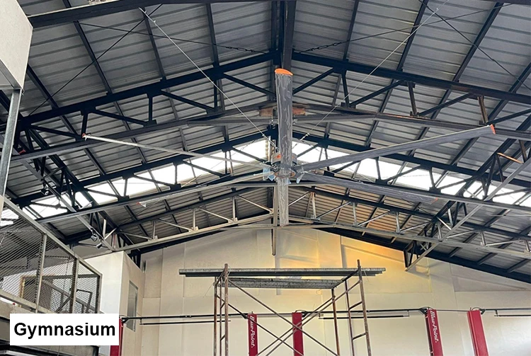 Ventilador de teto de alumínio RTFANS HVLS 18/20/24 pés com motor IP55 para grande depósito e resfriamento de quadra de basquete