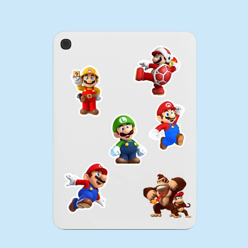 50PCS Set Cartoon Mario Stickers DIY Notebook Mario Bros Luigi Yoshi Figure Pasters For Tablets